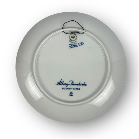 Royal Copenhagen Aalborg Budolfi Kirke Cathedral Plate 18 cm Denmark Blue White - Picture 2 of 3